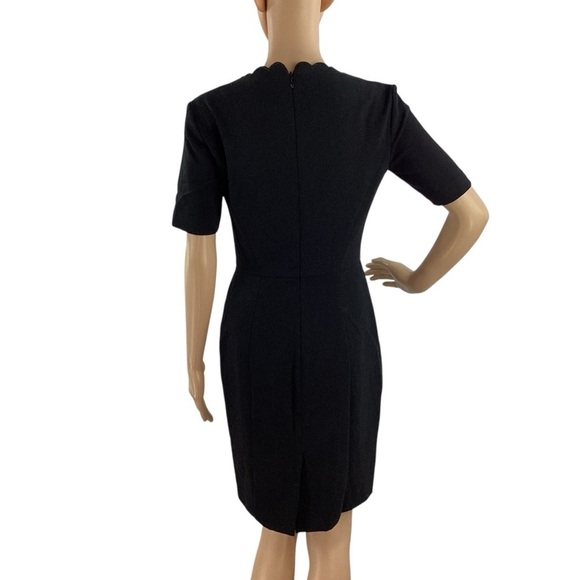 French Connection Whisper Ruth Knit Black Scallop Sheath Dress - Picture 5 of 7